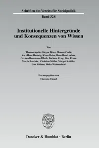 Institutionelle Hintergründe und Konsequenzen von Wissen._cover