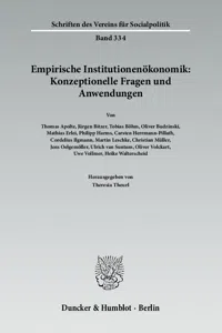 Empirische Institutionenökonomik: Konzeptionelle Fragen und Anwendungen._cover