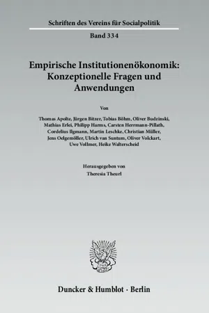 Empirische Institutionenökonomik: Konzeptionelle Fragen und Anwendungen.