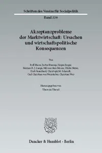 Akzeptanzprobleme der Marktwirtschaft: Ursachen und wirtschaftspolitische Konsequenzen._cover