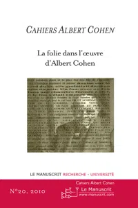 Cahiers Albert Cohen N°20_cover