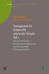 Transparenz im Unterricht und in der Schule. Teil 1_cover