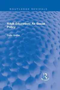 Adult Education: As Social Policy_cover