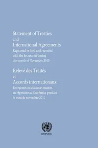 Statement of Treaties and International Agreements Registered or Filed and Recorded with the Secretariat during the Month of November 2010_cover