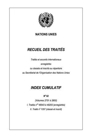 Recueil des Traités Index Cumulatif No.52