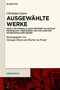 De nonnullis, quae pertinent ad Logicam probabilium / Über einiges, was zur Logik des Wahrscheinlichen gehört_cover