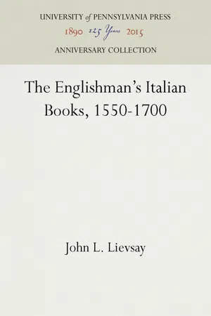 The Englishman's Italian Books, 1550-1700