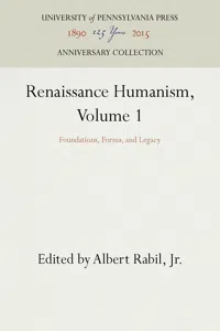 Renaissance Humanism, Volume 1_cover