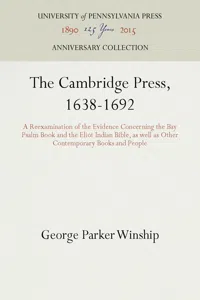 The Cambridge Press, 1638-1692_cover