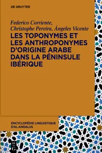 Les toponymes et les anthroponymes d'origine arabe dans la Péninsule Ibérique_cover