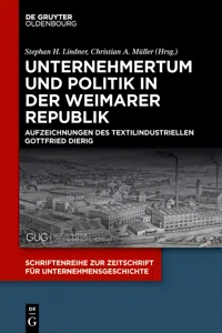 Unternehmertum und Politik in der Weimarer Republik_cover