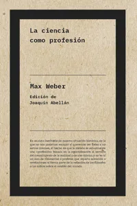 La ciencia como profesión_cover