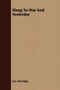 Slang To-Day and Yesterday_cover