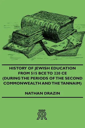 History of Jewish Education from 515 Bce to 220 Ce (During the Periods of the Second Commonwealth and the Tannaim)