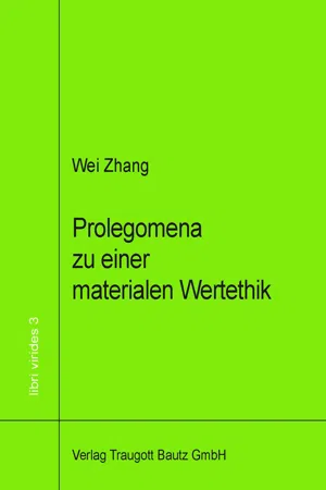 Prolegomena zu einer materialen Wertethik