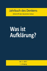 Jahrbuch des Denkens / Was ist Aufklärung? Jahrbuch des Denkens_cover