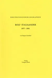 Ergänzungsbibliographie Rolf Italiaander 1977-1991_cover