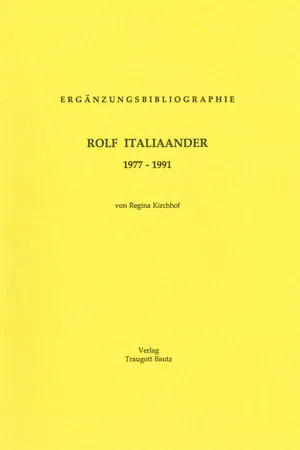 Ergänzungsbibliographie Rolf Italiaander 1977-1991