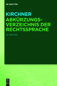 Kirchner – Abkürzungsverzeichnis der Rechtssprache_cover