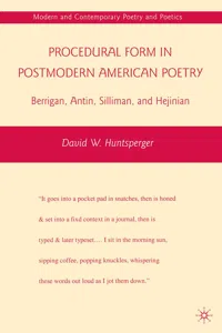 Procedural Form in Postmodern American Poetry_cover