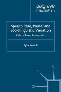 Speech Rate, Pause and Sociolinguistic Variation_cover