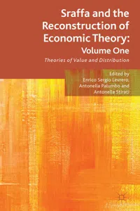 Sraffa and the Reconstruction of Economic Theory: Volume One_cover