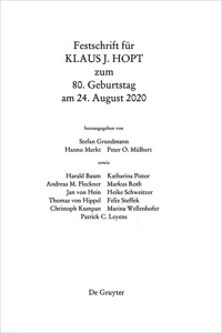 Festschrift für Klaus J. Hopt zum 80. Geburtstag am 24. August 2020_cover