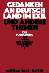 Gedanken an Deutschland im Exil und andere Themen_cover