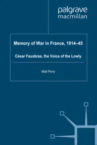 Memory of War in France, 1914-45_cover