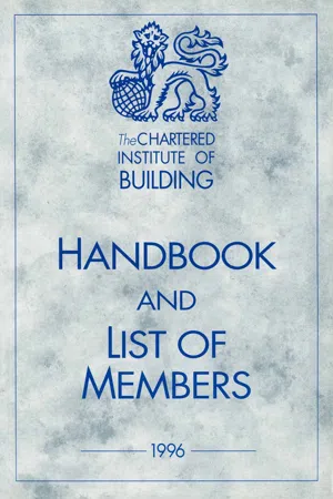 Chartered Institute of Building Handbook and Members List 1996