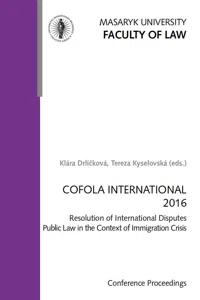 COFOLA INTERNATIONAL 2016. Resolution of International Disputes Public Law in the Context of Immigration Crisis_cover