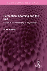 Perception, Learning and the Self_cover