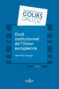 Droit institutionnel de l'Union européenne. 9e éd._cover