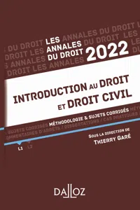 Annales Introduction au droit et droit civil 2022 epub 3 - Méthodologie & sujets corrigés_cover