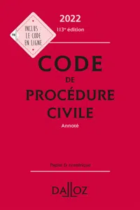 Code de procédure civile 2022, annoté. 113e éd._cover