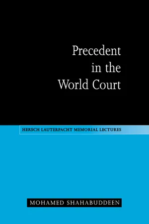 Precedent in the World Court