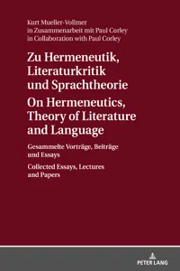 Zu Hermeneutik, Literaturkritik und Sprachtheorie / On Hermeneutics, Theory of Literature and Language_cover