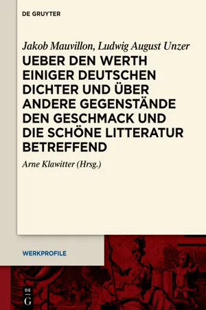 Ueber den Werth einiger Deutschen Dichter und über andere Gegenstände den Geschmack und die schöne Litteratur betreffend