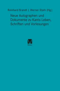 Neue Autographen und Dokumente zu Kants Leben, Schriften und Vorlesungen_cover