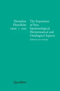 The Experience of Pain. Epistemological, Hermeneutical and Ontological Aspects_cover