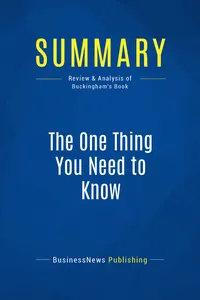 Summary: The One Thing You Need to Know_cover