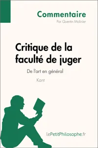 Critique de la faculté de juger de Kant - De l'art en général_cover