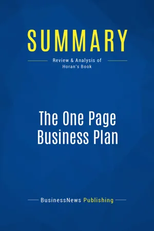 Summary: The One Page Business Plan