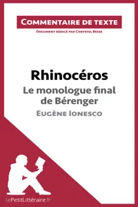 Rhinocéros de Ionesco - Le monologue final de Bérenger_cover