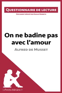 On ne badine pas avec l'amour d'Alfred de Musset_cover