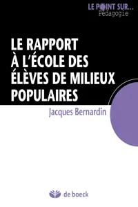 Le rapport à l'école des élèves de milieux populaires_cover