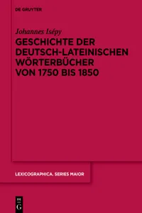 Geschichte der deutsch-lateinischen Wörterbücher von 1750 bis 1850_cover