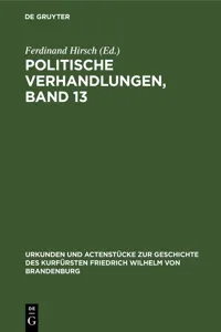 Politische Verhandlungen, Band 13_cover