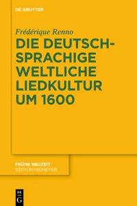 Die deutschsprachige weltliche Liedkultur um 1600_cover