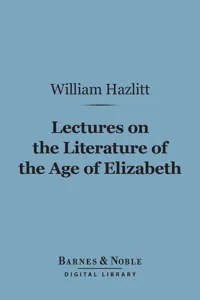 Lectures on the Literature of the Age of Elizabeth_cover